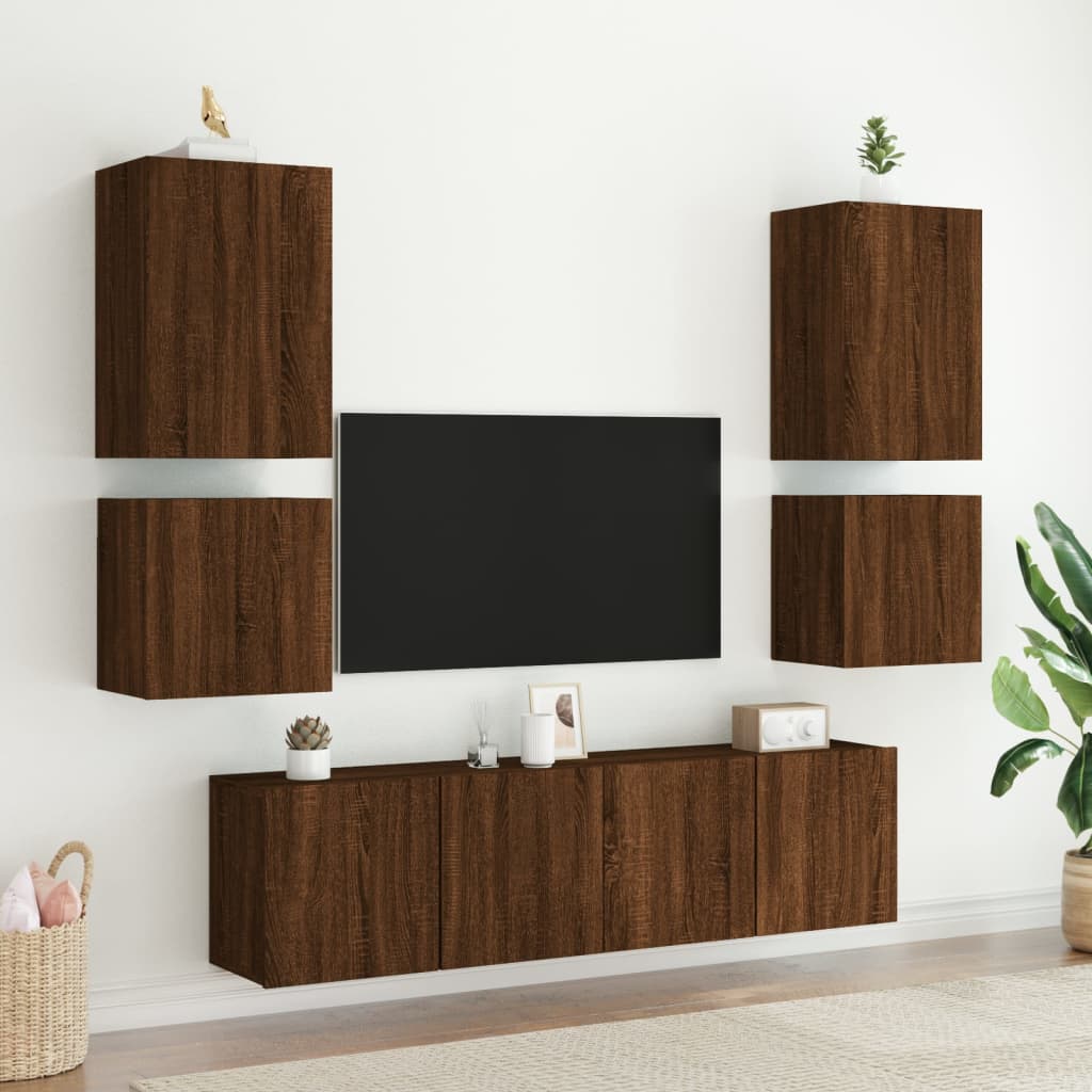 Mobile TV Parete Rovere Marrone 40,5x30x40 cm Legno Multistrato