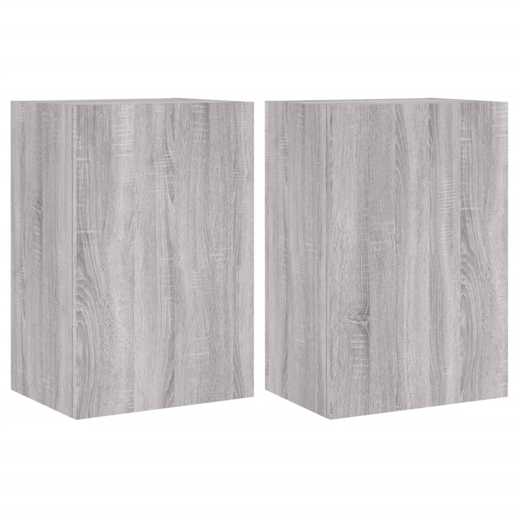 Mobili TV Muro 2pz Grigio Sonoma 40,5x30x60cm Legno Multistrato