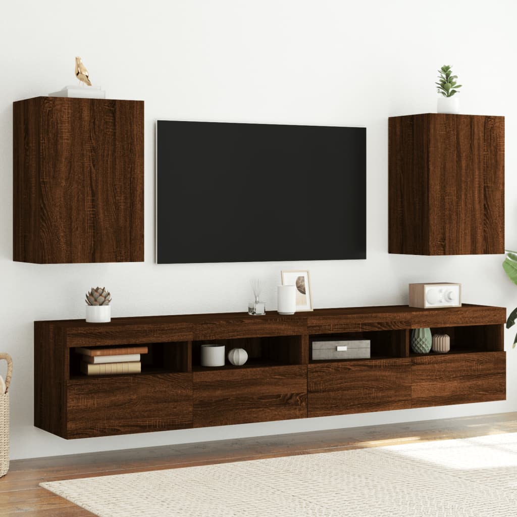 Mobili TV Muro 2 pz Rovere Marrone 40,5x30x60 Legno Multistrato