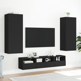 Mobile TV a Parete Nero 40,5x30x102 cm in Legno Multistrato