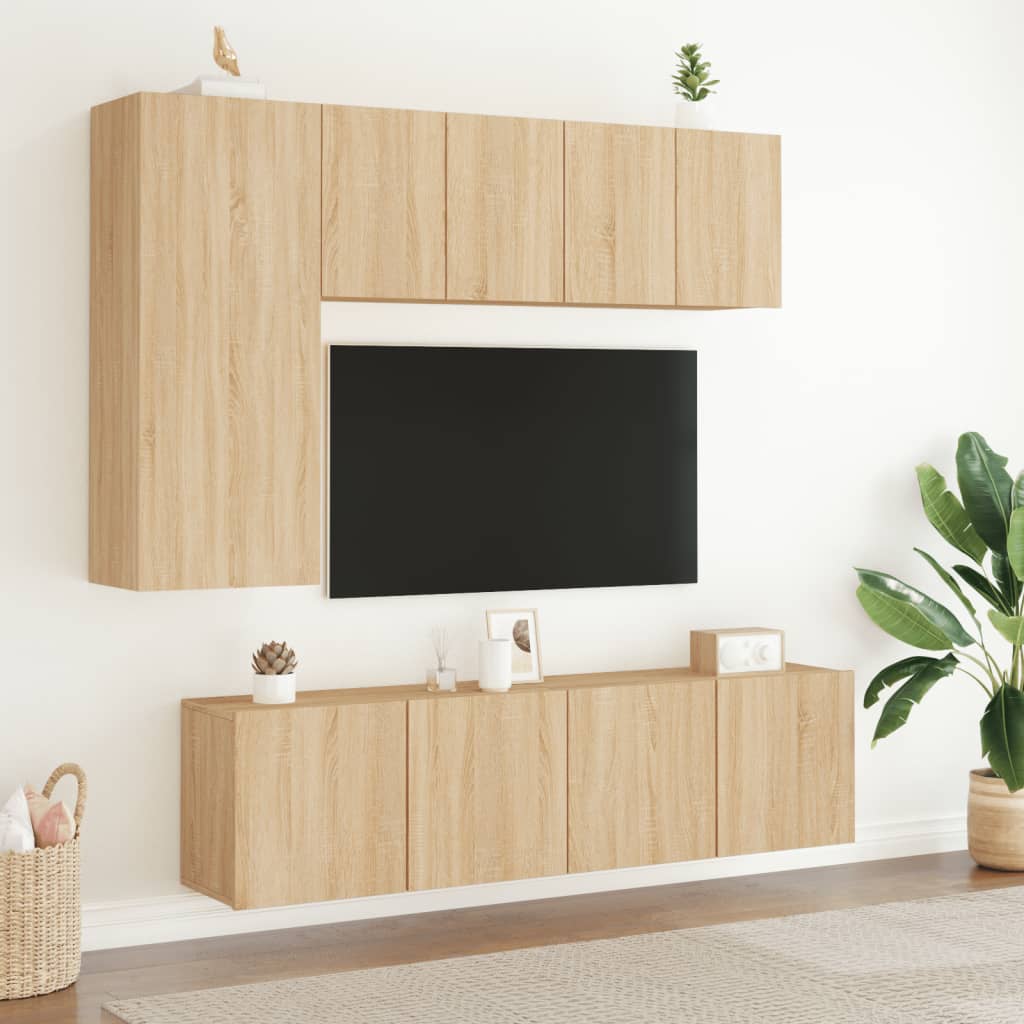 Mobili TV a Parete 2pz Rovere Sonoma 60x30x41 cm