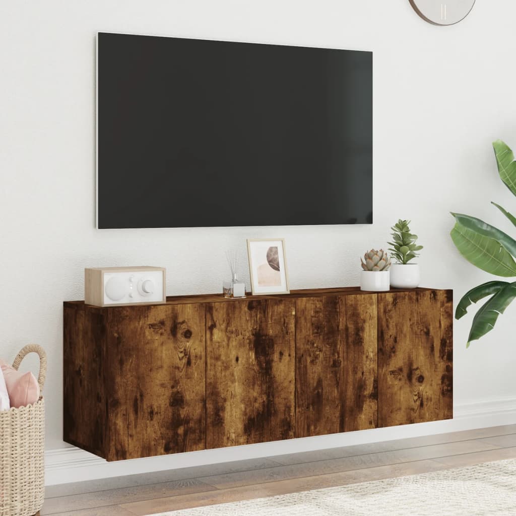 Mobili TV a Parete 2pz Rovere Fumo 60x30x41 cm