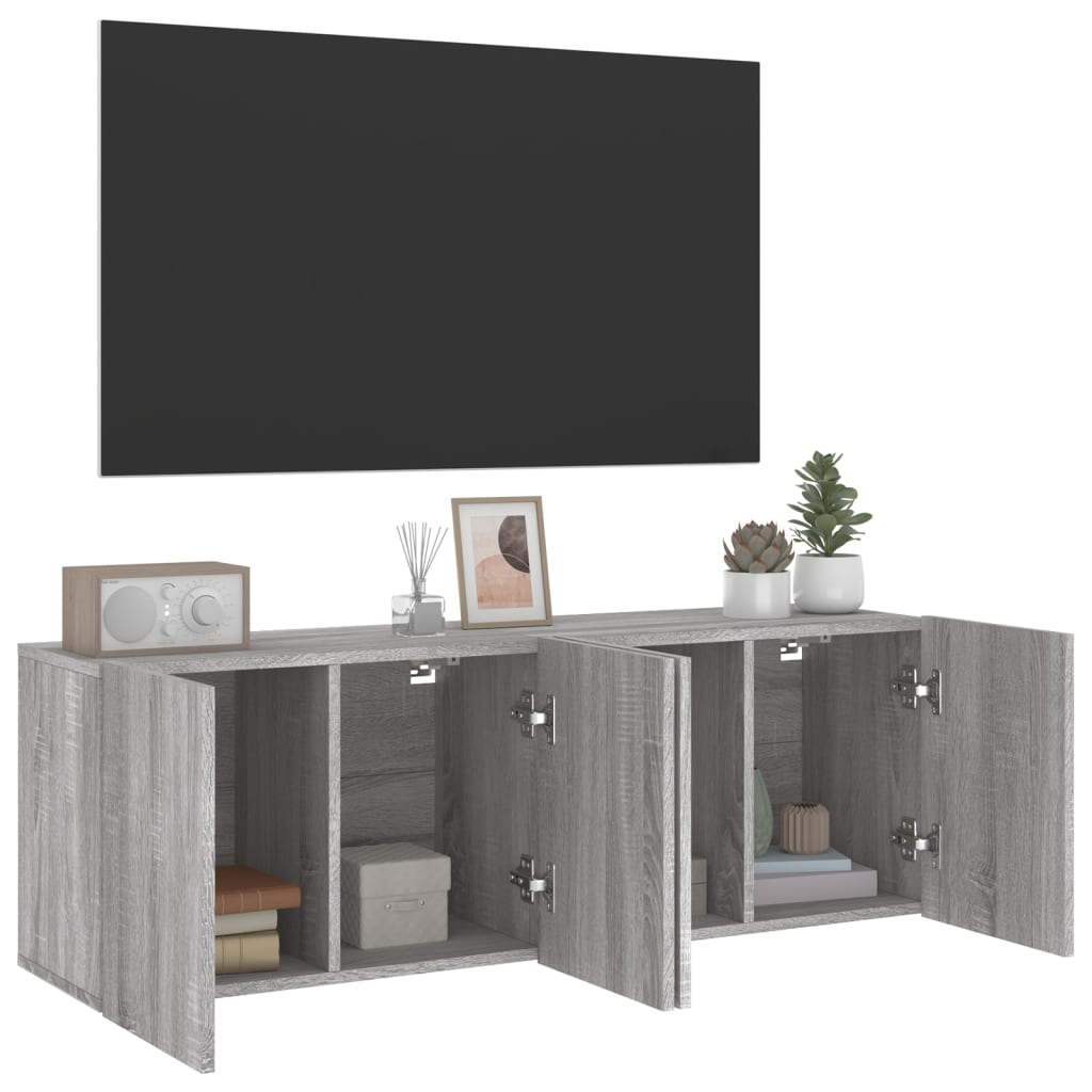 Mobili TV a Parete 2pz Grigio Sonoma 60x30x41 cm