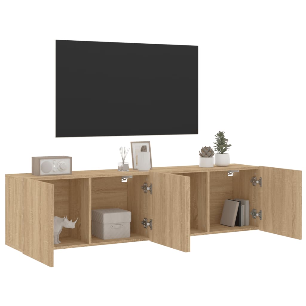 Mobili TV a Parete 2pz Rovere Sonoma 80x30x41 cm