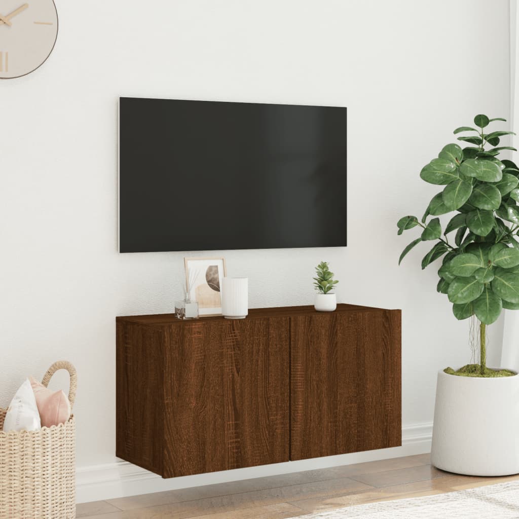 Mobile TV a Parete Rovere Marrone 80x30x41 cm