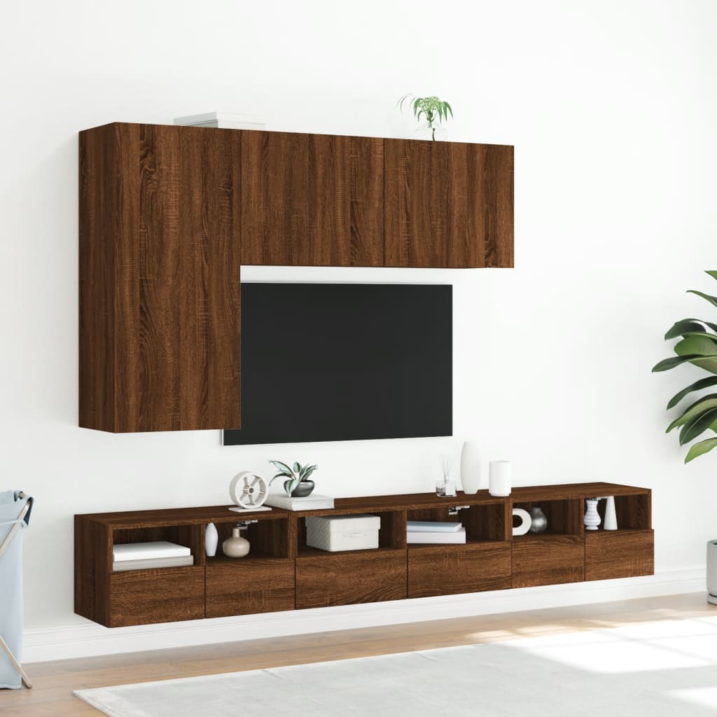 Mobile TV a Parete Rovere Marrone 100x30x41 cm