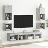 Mobile TV a Parete con Luci LED Grigio Cemento 30x28,5x30 cm