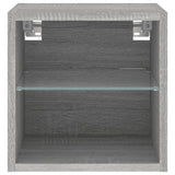 Mobili TV a Parete con Luci LED 2pz Grigio Sonoma 30x28,5x30 cm