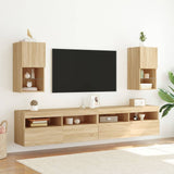 Mobili TV con Luci LED 2pz Rovere Sonoma 30,5x30x60 cm