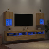 Mobili TV con Luci LED 2pz Rovere Sonoma 30,5x30x60 cm