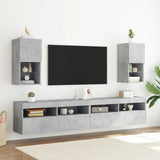 Mobili TV con Luci LED 2pz Grigio Cemento 30,5x30x60 cm