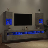 Mobili TV con Luci LED 2pz Grigio Cemento 30,5x30x60 cm