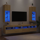 Mobili Porta TV con Luci LED 2 pz Rovere Sonoma 30,5x30x90 cm