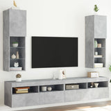 Mobili TV con Luci LED 2pz Grigio Cemento 30,5x30x102 cm