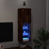 Mobile TV con Luci LED Rovere Fumo 30,5x30x102 cm