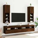 Mobile TV con Luci LED Rovere Marrone 30,5x30x102 cm