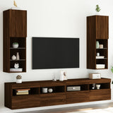 Mobili Porta TV con Luci LED 2 pz Rovere Marrone 30,5x30x102 cm