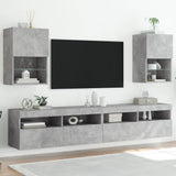 Mobili TV con Luci LED 2pz Grigio Cemento 40,5x30x60 cm