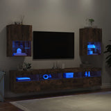 Mobili Porta TV con Luci LED 2 pz Rovere Fumo 40,5x30x60 cm