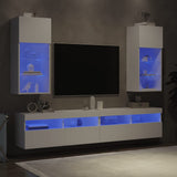 Mobili Porta TV con Luci LED 2 pz Bianchi 40,5x30x90 cm