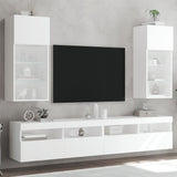 Mobili Porta TV con Luci LED 2 pz Bianchi 40,5x30x90 cm