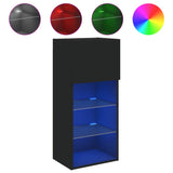 Mobili Porta TV con Luci LED 2 pz Neri 40,5x30x90 cm