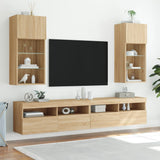 Mobili TV con Luci LED 2pz Rovere Sonoma 40,5x30x90 cm