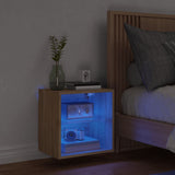 Comodino con Luci LED a Parete Rovere Sonoma