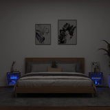 Comodini con Luci LED a Parete 2pz Rovere Fumo