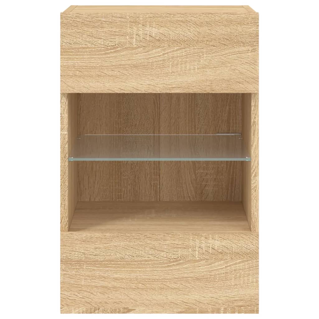 Mobili TV a Parete con Luci LED 2pz Rovere Sonoma 40x30x60,5 cm