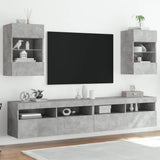 Mobili TV a Parete con Luci LED 2pz Grigio Cemento 40x30x60,5cm