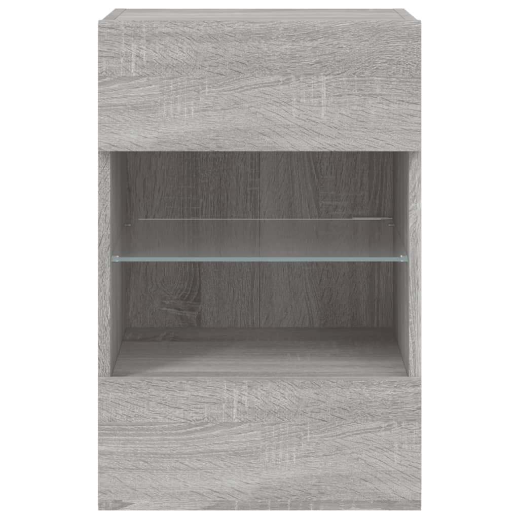 Mobile TV a Parete con Luci LED Grigio Sonoma 40x30x60,5 cm