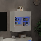 Mobile TV a Parete con Luci LED Bianco 58,5x30x60,5 cm