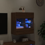 Mobile TV a Parete con Luci LED Rovere Marrone 58,5x30x60,5 cm