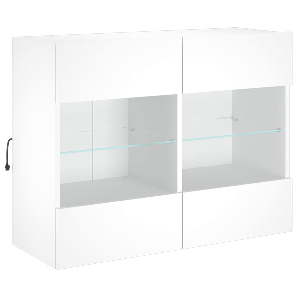 Mobile TV a Parete con Luci LED Bianco 78,5x30x60,5 cm