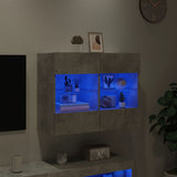 Mobile TV a Parete con Luci LED Grigio Cemento 78,5x30x60,5 cm