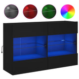 Mobile TV a Parete con Luci LED Nero 98,5x30x60,5 cm