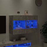 Mobile TV a Parete con Luci LED Grigio Cemento 98,5x30x60,5 cm