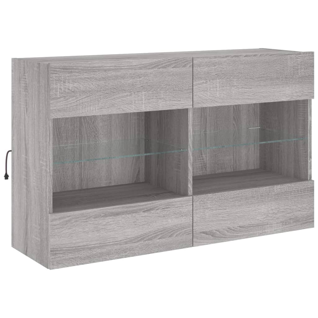 Mobile TV a Parete con Luci LED Grigio Sonoma 98,5x30x60,5 cm