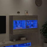 Mobile TV a Parete con Luci LED Grigio Sonoma 98,5x30x60,5 cm