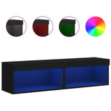 Mobili TV con Luci LED 2pz Neri 60x30x30 cm