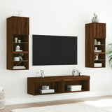 Mobile Porta TV con Luci LED Rovere Marrone 60x30x30 cm