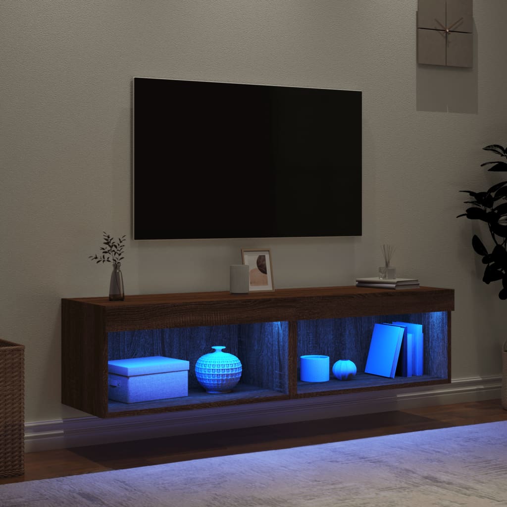 Mobili Porta TV con Luci LED 2 pz Rovere Marrone 60x30x30 cm