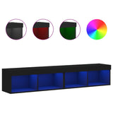 Mobili Porta TV con Luci LED 2 pz Neri 80x30x30 cm