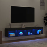 Mobili Porta TV con Luci LED 2 pz Neri 80x30x30 cm