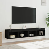 Mobili Porta TV con Luci LED 2 pz Neri 80x30x30 cm