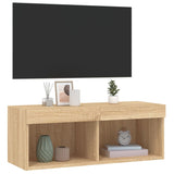 Mobile Porta TV con Luci LED Rovere Sonoma 80x30x30 cm