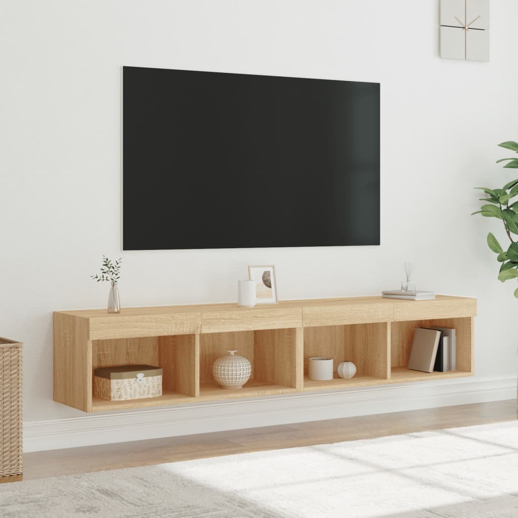 Mobili TV con Luci LED 2pz Rovere Sonoma 80x30x30 cm