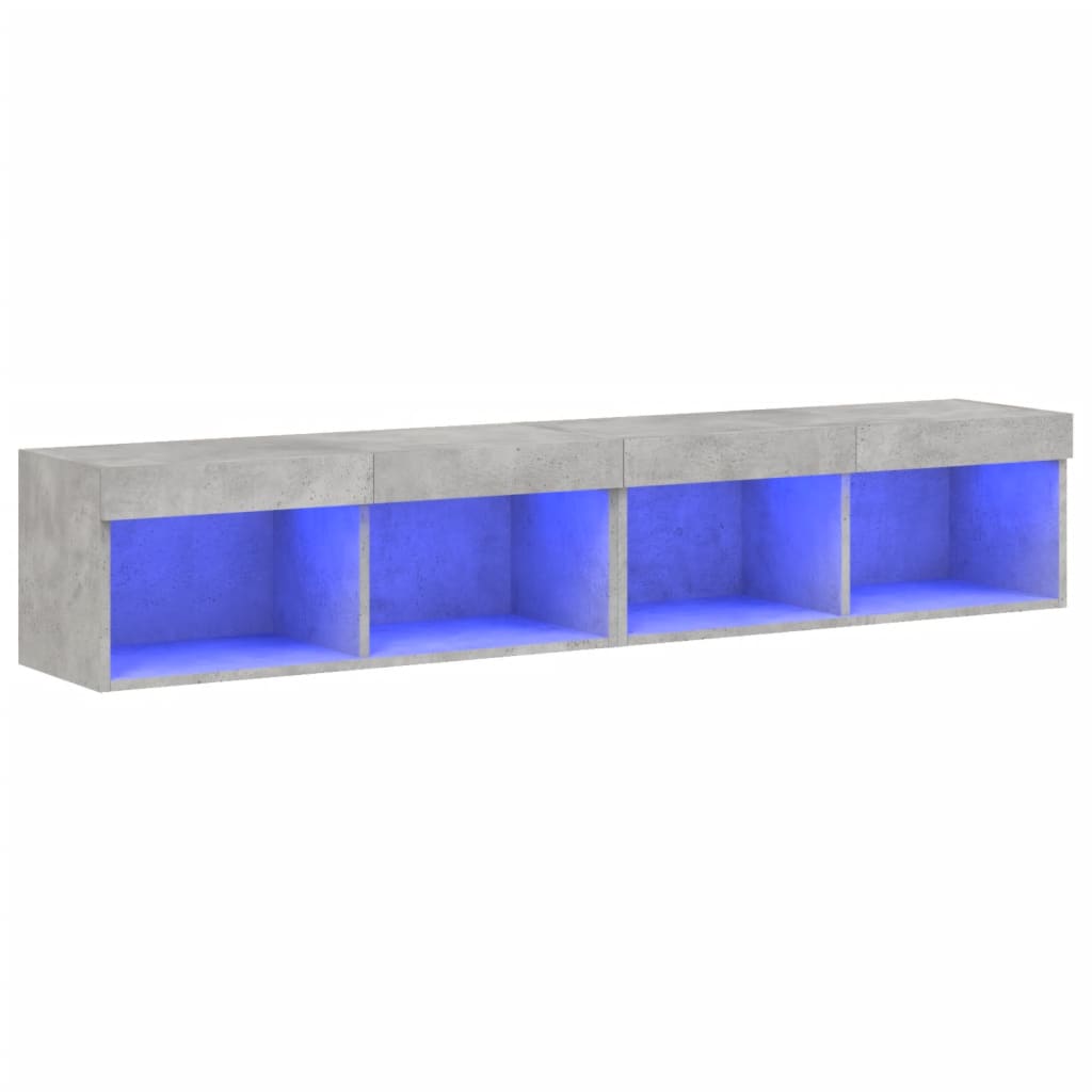 Mobili TV con Luci LED 2pz Grigio Cemento 80x30x30 cm