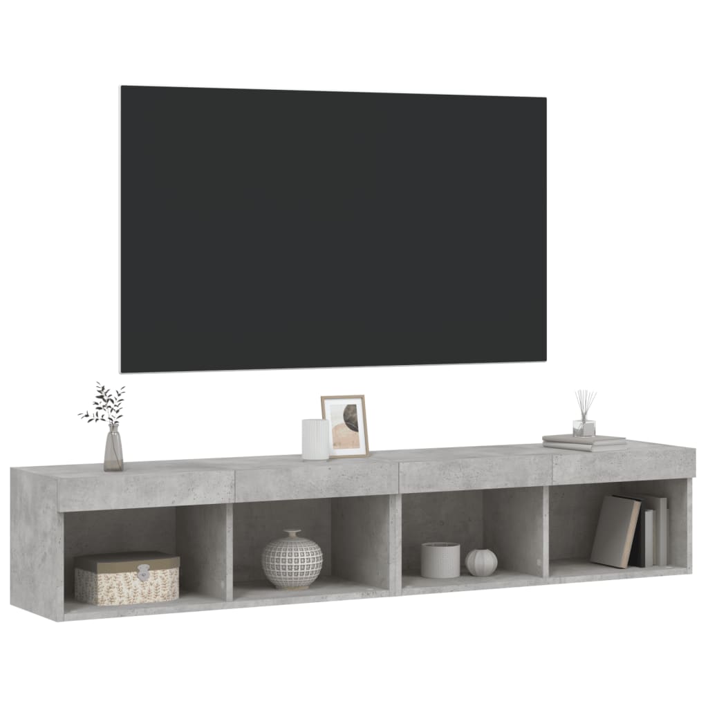 Mobili TV con Luci LED 2pz Grigio Cemento 80x30x30 cm